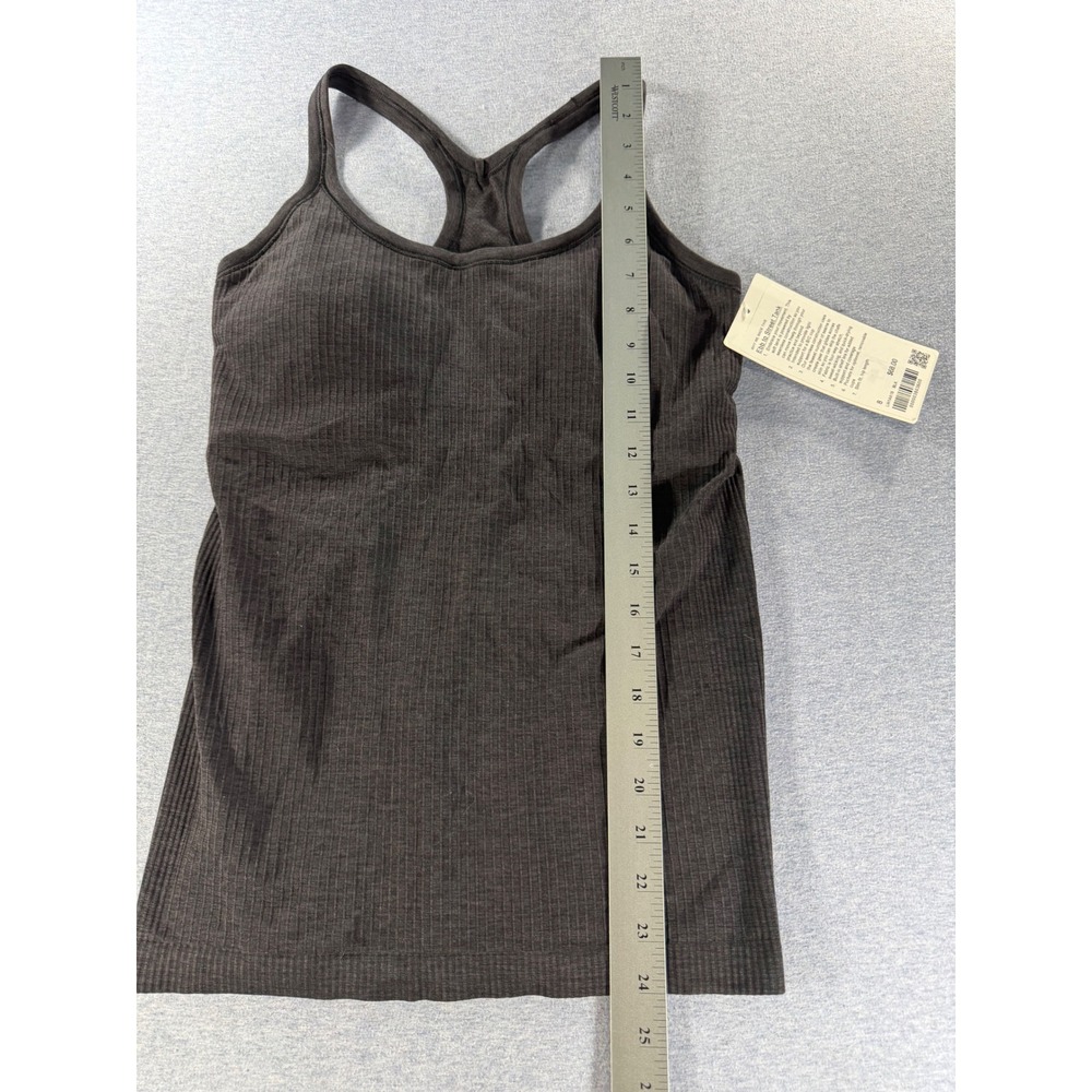 Lululemon Ebb to Street Tank Black Ribbed Built-in Shelf Bra LW1AX1S Size 8 - Picture 5 of 6
